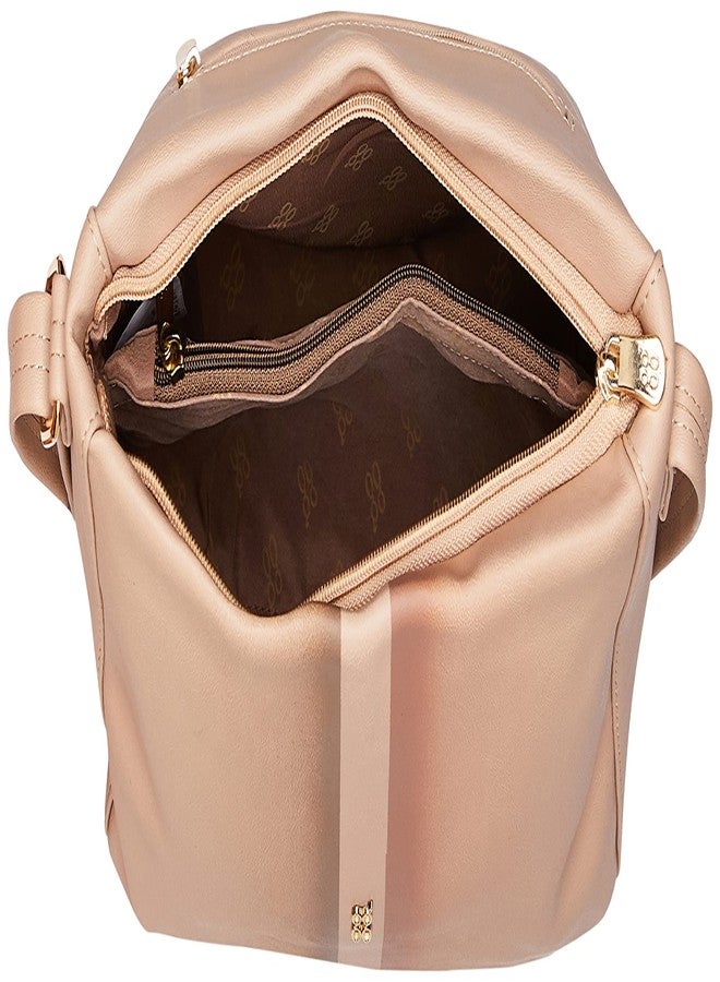 باجيت حقيبة كتف نسائية من باجيت، بيج، متوسطة الحجم | حقيبة يد أنيقة وعصرية تُحمل على الكتف - Image 3